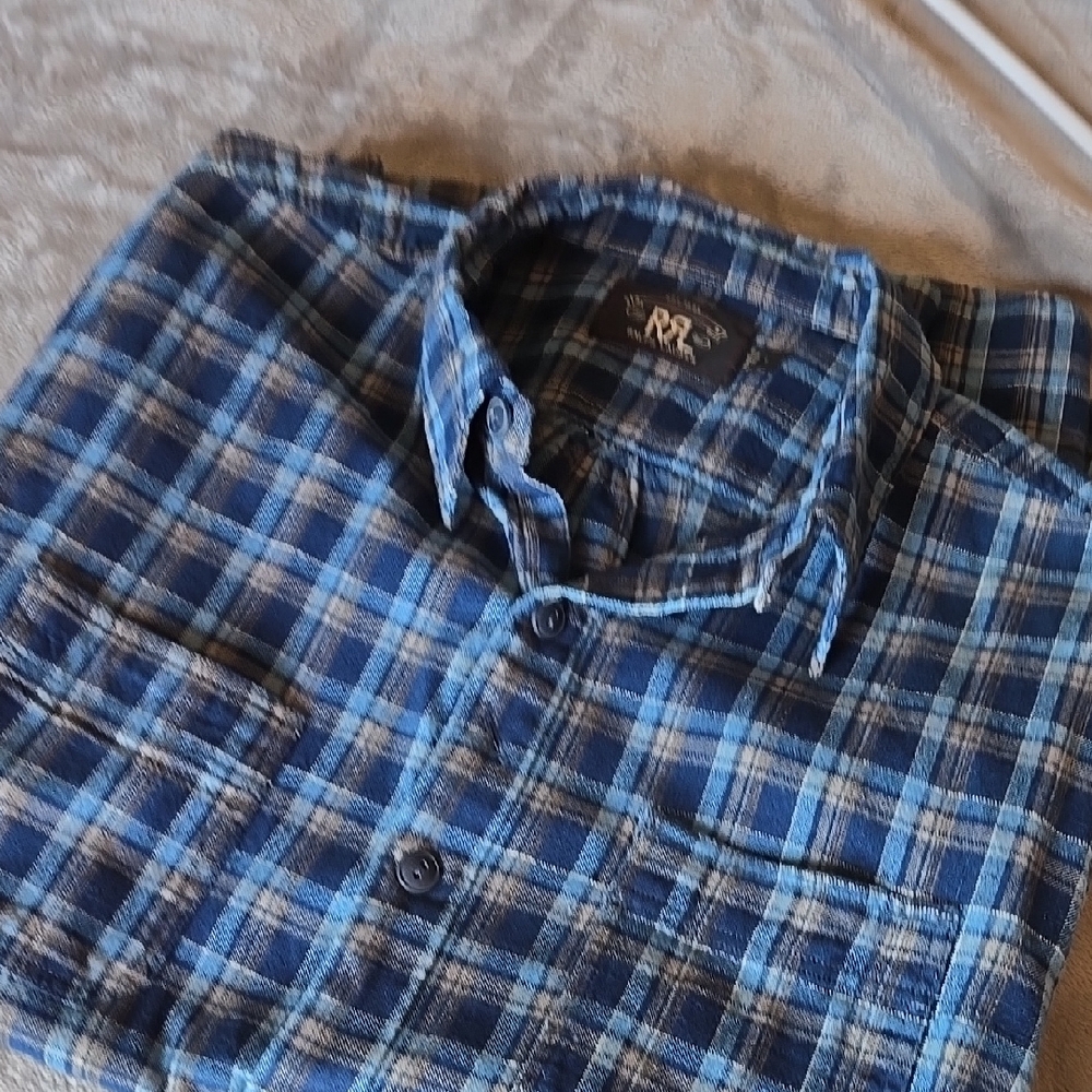 RRL Blue Plaid Button-Up Shirt